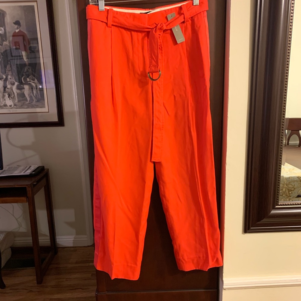 NWT J.Crew Red cropped wide legged trouser. Size 2